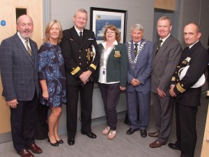 Pictured at the Official Opening of Carrigaline Lions Youth Centre, were from left, James & Cathy O'Sullivan ; Commander Hugh Tully ; Marion Conneely ; Roy Jolly ; Thomas Kelly and Commander Cormac Rynne. (Picture: Adrian O'Herlihy) Sept. 18th 2015