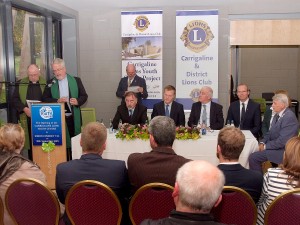 Fr. Pat Fogarty and Rev. Tony Murphy, blessing the new Youth Centre at its Official Opening last week. Included are Ryan Howard, SECAD ; Deputy Mayor of County Cork, Cllr. Seamus McGrath ; Declan O'Leary, Foróige ; The Minister for Agriculture, Fodd ; Marine & Defence, Simon Coveney, TD ; Marion Conneely, District Secretary, Lions Clubs of Ireland and Roy Jolly, President, Carrigaline & District Lions Club. (Picture: Adrian O'Herlihy) Sept. 18th 2015